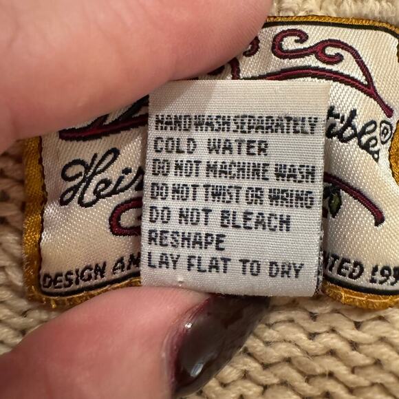 Vintage Heirloom Collectibles Tan Floral Grandma Sweater Shoulder Pads Size L - Picture 9 of 9